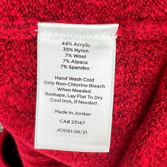 Talbots Red Alpaca Wool Blend Jeweled Buttons Cardigan Sweater Pockets - Picture 10 of 12